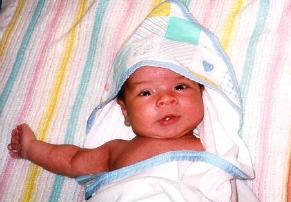 happy baby, about 6 weeks old
